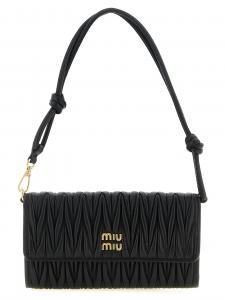 Кошелек на цепочке из наппы мателассé MIU MIU, черный