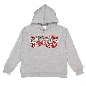 Молодежная худи с принтом в виде новогодних украшений The Juniper Shop, Heather Grey