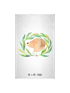 Mr. & Mrs. Panda Полотенце с изображением белой собаки и цветка (без надписи)