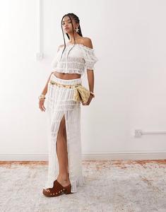 Пляжная прозрачная юбка макси со сборками кремового цвета Miss Selfridge