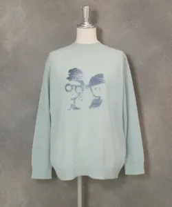 Вязаный свитер из смеси альпаки с вышивкой пайетками Studio Picone, цвет Light Blue(069)