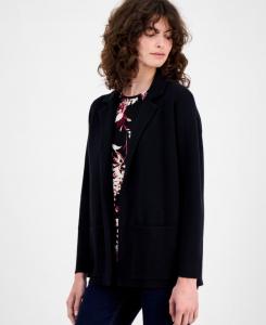 Укороченный свитер с длинными рукавами и воротником-стойкой AK Anne Klein, Anne Black