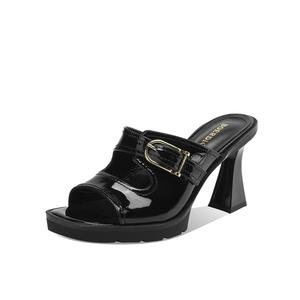 BOERDIQI Женские шлепанцы на резиновой подошве с устойчивостью к истиранию черные (стелька из овчины), цвет Black (Sheepskin Insole)