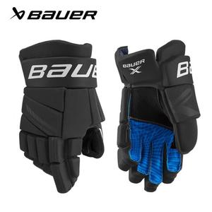 BAUER Детские хоккейные перчатки S21 X для роликов, сухопутное снаряжение, S21_X [черные], 15 дюймов, высота около 190 см