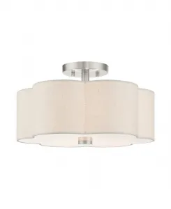 Полупотолочный светильник Solstice с 3 плафонами Livex, серебристый оттенок