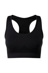 Бесшовный однотонный спортивный бюстгальтер с объемной посадкой для разных видов спорта TriDri, черный