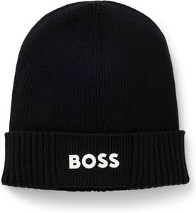 BOSS мужская шапка из хлопковой смеси с маленьким логотипом, Black Crow