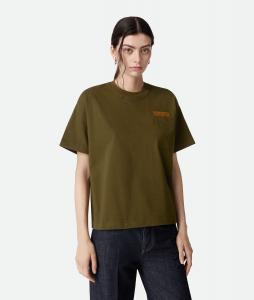 Cotton jersey t-shirt BOTTEGA VENETA, сосново-зеленый