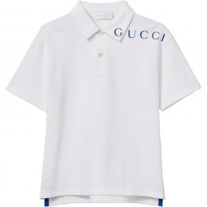 GUCCI Футболка-поло SS25 ранняя весна детская коллекция White Kids'