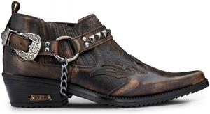 Мужские кожаные ковбойские танцевальные туфли с металлической пряжкой, крокодиловый узор, кубинский каблук, байкерские шипы, панк, винглпикеры, стиль вестерн Infinity Leather, Bronze