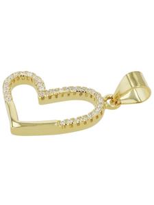 Adeliás Женский кулон - Сердце. Кулон в форме сердца из серебра 925 пробы с кубическим цирконием в золотой оправе