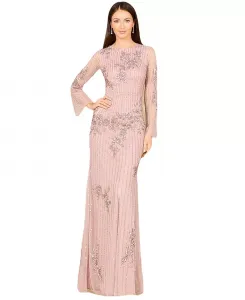 Женское бисерное платье с длинными рукавами и высоким воротом - OUTLET Lara, розовый