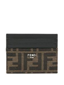 FENDI жаккардовый картхолдер с логотипом FF, коричневый