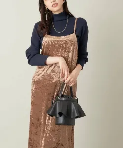 Платье-комбинация из велюра и жаккарда с ворсом Avv, цвет Brown