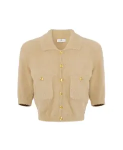 Мини-Кардиган с декоративными пуговицами Elisabetta Franchi, бежевый