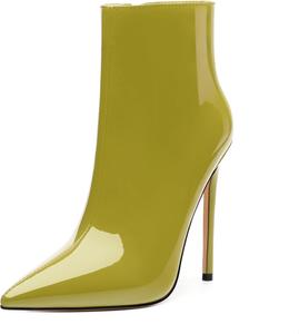 Женские ботильоны FOGEENA с заостренным носком, высоким каблуком-кубиком, из лакированной кожи, с боковой молнией, каблук 12 см, короткие ботинки, сексуальные, для свадьбы, свиданий и работы, осенние туфли, Olive Green