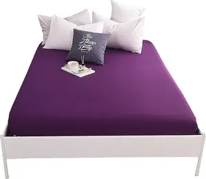 Простыня на резинке , 100% хлопок, глубина кармана 30 см, 180 см x 200 см, фиолетовая CANDeal