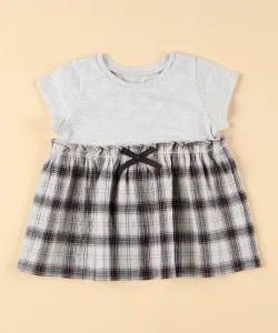 Футболка-туника в клетку со сборками (детский размер) Comme Ca Ism, цвет Oatmeal