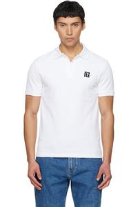 Вышитая хлопковая рубашка поло Balmain, белый