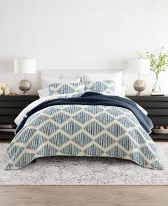 Двусторонний комплект постельного белья из 3 предметов с эффектом состаренного ромба, размер King/California King ienjoy Home, Navy