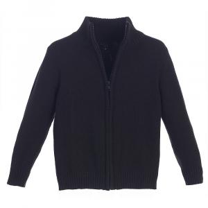 Вязаный кардиган из 100% хлопка с молнией и полной молнией Gioberti для мальчиков, черный