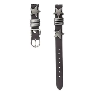 CHENSONG Часы Strap Xiaomi Compatibility Leather, Stars Vintage Single Wrap Belt-Dark Brown