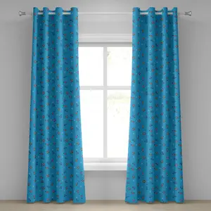 Шторы на окна ABAKUHAUS Маяк с люверсами, фон в горошек, спасательные круги на якоре, абстрактный морской винтажный морской мотив, декоративные двухпанельные шторы, 280 см x 225 см, цвет: белый, синий, красный