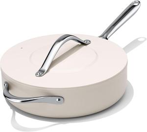 Сковорода CookinCraze керамическая с антипригарным покрытием и крышкой глубокая 4,3 л, 28 см, кремовый