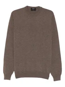 Трикотажный джемпер с круглым вырезом Dell'Oglio, коричневый