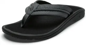 Мужские пляжные сандалии OLUKAI Hokua, быстросохнущие шлепанцы, водоотталкивающие с резиновой подошвой с хорошим сцеплением на мокрой поверхности, стелька из прессованного материала и мягкая комфортная посадка, черный