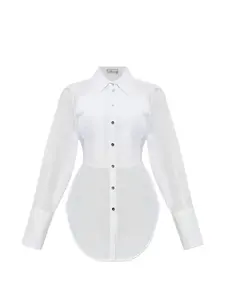 Плиссированная рубашка на пуговицах Blumarine, белый