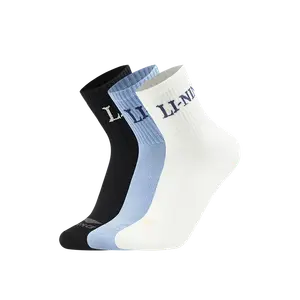 LINING Спортивные носки Sports Life Collection Crew, унисекс, набор из 3 пар, Frost Blue/Black/Ivory