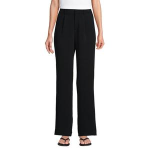 Женские брюки с высокой посадкой и складками широкого кроя Lands' End, черный