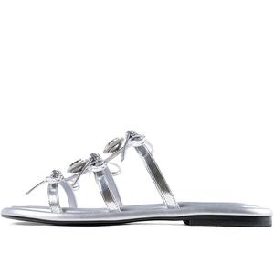 Женские сандалии-слайдеры с резиновой подошвой и стразами, серебристые CICIFOR, Silver