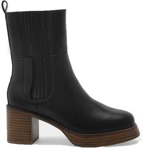 Женские ботильоны на блочном каблуке, ковбойские ботинки с объемным каблуком, ковбойские ботинки с внутренней молнией, ботинки с квадратным носком Beast Fashion, Black