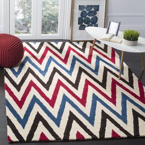 Ковер SAFAVIEH, 244 x 305 см, - коллекция Chatham - большой - цвета ivory & multi, ручная работа из шерсти, узор шеврон, идеально для гостиной, спальни, офиса, столовой (CHT151A)