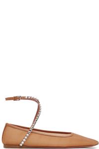 Балетки Tan Ane Mesh Crystal Ballerina Flats Amina Muaddi