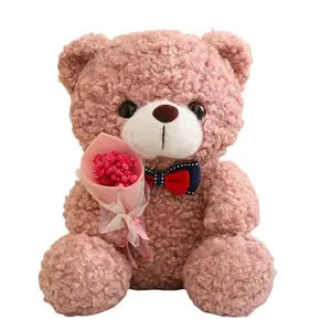 Плюшевый мишка с цветами совместимость с возрастами от 3 лет куклы плюшевая кукла высота 25см XUANBEIBEI, розовый