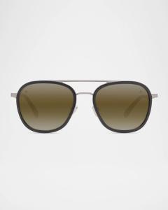 Мужские прямоугольные солнцезащитные очки из нержавеющей стали Edge 04 Vuarnet, цвет Shiny Black Green Mirror