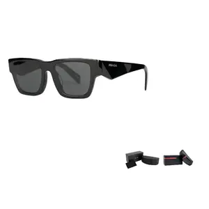 PRADA Ацетатные квадратные солнцезащитные очки унисекс, Black