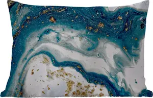 Подушка для улицы - мрамор - цвет - блеск - золото - 50 x 30 см - водонепроницаемая - подушка для отдыха - подушка для дивана - украшение для гостиной MuchoWow