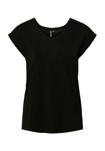 Футболка с V-образным вырезом и блестящими деталями Pieces, черный
