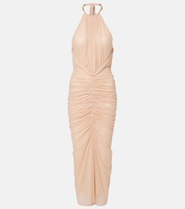 Платье с рюшами Mugler, Metallic Beige