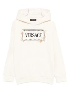 Толстовка с капюшоном Versace Kids с логотипом в виде английской булавки, нейтральный