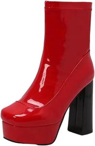 Женские лакированные ботильоны на платформе с высоким каблуком 12,5 см для вечеринок и клуба Generic, Red