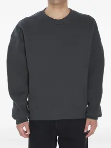 Флисовый свитшот с вышитым логотипом AMI Paris, серый