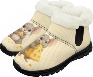 Девочки Мальчики Ботинки Детские Снег Зимние Ботинки Для Улицы На Щиколотку Теплые Без Шнуровки С Искусственным Мехом Легкая Обувь Chririnla, Ice Cream Print