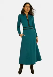 Платье-Миди дневное, приталенного кроя из ткани понте с контрастными вставками Love & Roses, Teal Blue