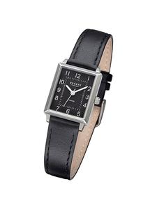 Аналоговые наручные часы Regent с очень широким черным кожаным ремешком (примерно 20х29 мм)