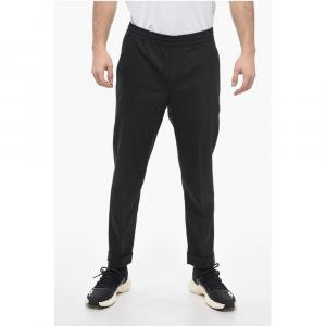 Брюки REM Slim Fit из смеси шерсти с эластичным поясом Neil Barrett, Black